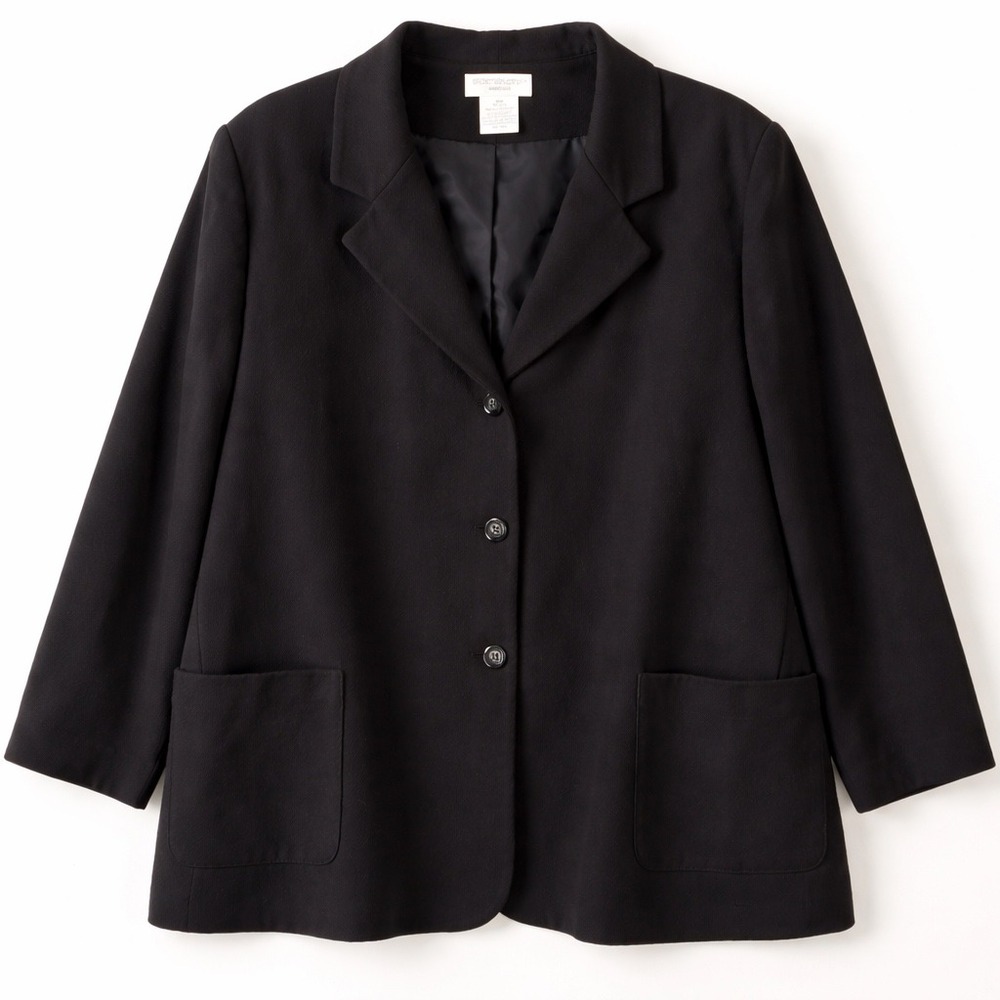 Worthington Woman‎ Black 100% Wool Blazer Jacket Plus 20W Professional Office